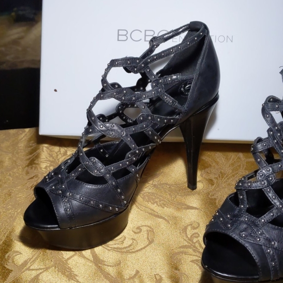 BCBG Giada cage sandal black leather platform - Picture 2 of 11